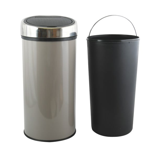 Pelēkbrūna ar pieskārienu atverama tērauda atkritumu tvertne 30 l – MSV-image-2