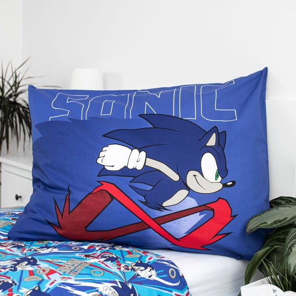 Zila vienguļamā kokvilnas bērnu gultas veļa 140x200 cm Sonic "Let´s go" – Jerry Fabrics-image-3