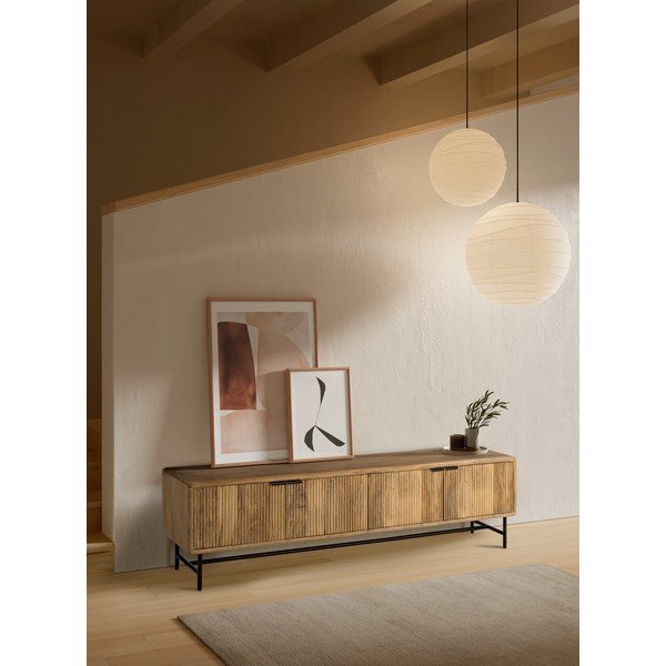 Dabīga toņa mango masīvkoka TV galdiņš 190x50x40 cm Mundra – MOME-image-1