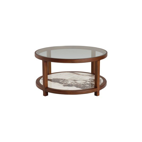 Brūns apaļš žurnālgaldiņš ar stikla galda virsmu ø 80 cm Classeno – Ellos Home-image-3