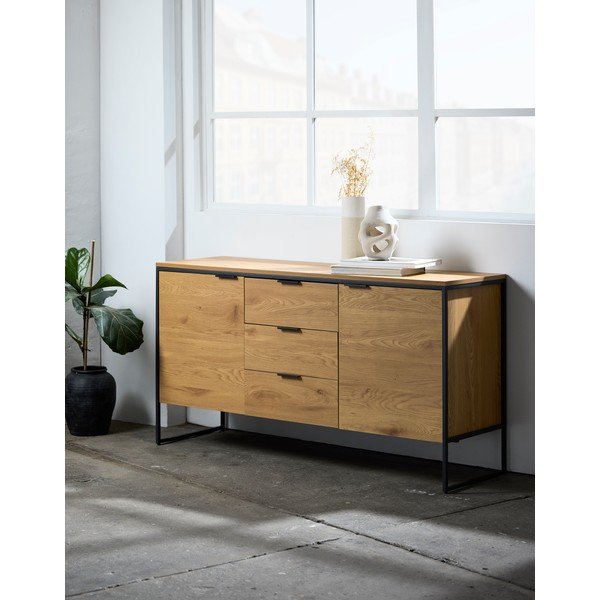 Dabīga toņa kumode ar ozolkoka imitāciju 155x81x45 cm Cesura – Unique Furniture-image-1