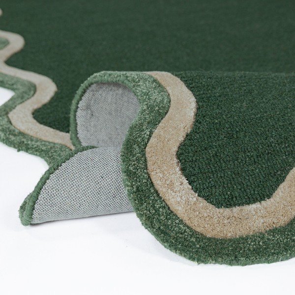 Tumši zaļš ar rokām darināts paklājs no vilnas maisījuma 200x290 cm Rivo Wool – Flair Rugs-image-2