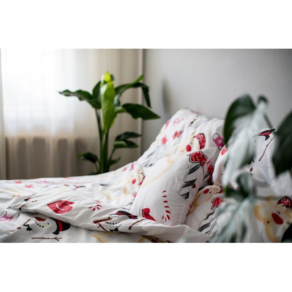 Ziemassvētku kokvilnas gultasveļa Cotton House Snowman, 140 x 200 cm-image-2