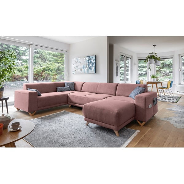 Rozā salokāms/ar uzglabāšanas vietu stūra dīvāns (ar kreiso stūri/U veida) Classy Sophie – Miuform-image-3