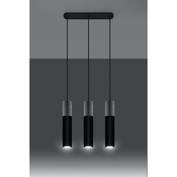 Melna griestu lampa ar pelēku dekoru Sollux Edo, garums 40 cm-image-1