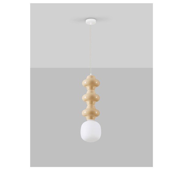 Balta/krēmkrāsas keramikas piekaramā lampa ar stikla abažūru ø 18 cm Clio – Nova Luce-image-3