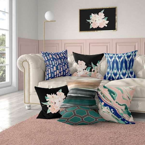 Zila un rozā spilvendrāna Mike & Co. NEW YORK Honey Artsy, 43 x 43 cm-image-1