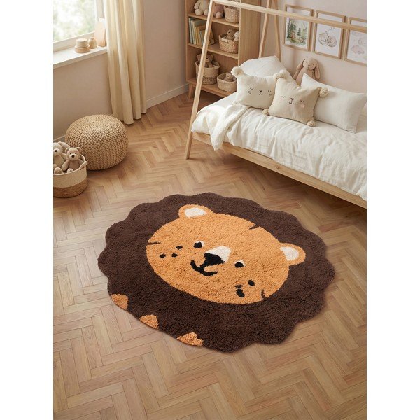 Oranžs/brūns mazgājams/ar rokām darināts kokvilnas bērnu paklājs 112x120 cm Snuggle Lea – Hanse Home-image-1