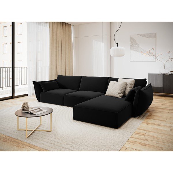 Melns samta stūra dīvāns (ar labo stūri/ar zvilni) Vanda – Mazzini Sofas-image-1