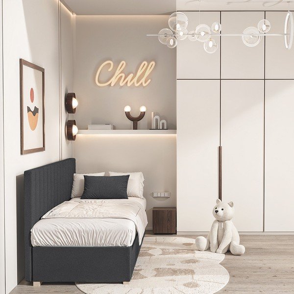Tumši zila bērnu gulta ar veļas kasti ar matraci 90x200 cm Chill – Ghado-image-1