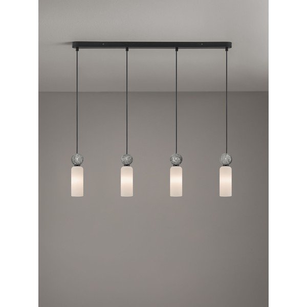 Matēti melna akmens piekaramā lampa ar stikla abažūru Filomena – Nova Luce-image-3