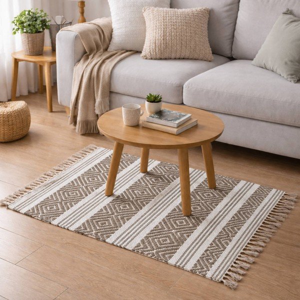 Dabīga toņa mazgājams paklājs no kokvilnas maisījuma 50x80 cm Murano – douceur d'intérieur-image-1