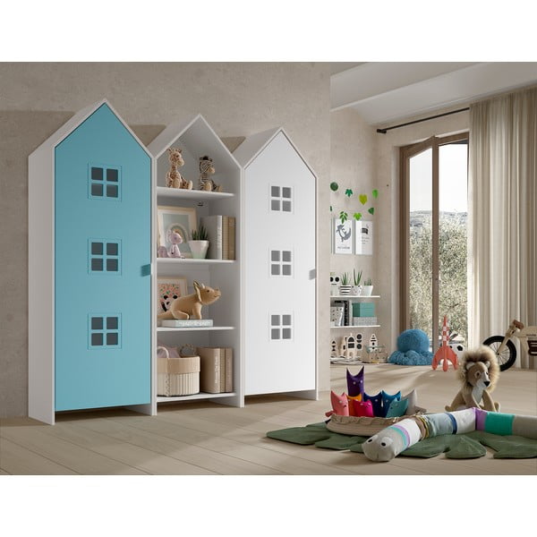 Balts/gaiši zils atvērta tipa bērnu drēbju skapis 173x171,5 cm CASAMI BRUGES – Vipack-image-1