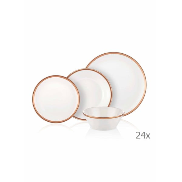 24 daļīgs porcelāna trauku komplekts Mia Halos Bronze