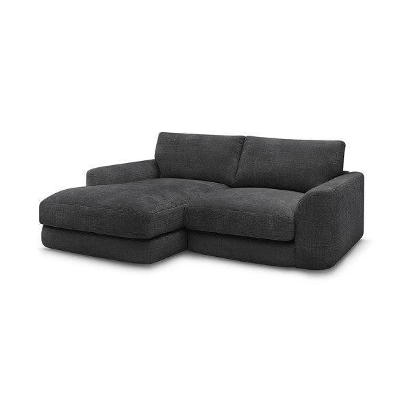 Melns stūra dīvāns no šenila auduma (ar kreiso stūri/ar zvilni) Leonore – Bobochic Paris