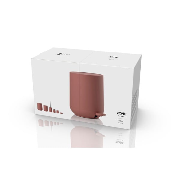 Gaiši sarkana plastmasas atkritumu tvertne ar pedāli 3 l Nova – Zone-image-3