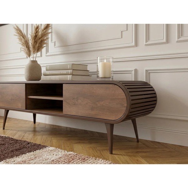 Dabīga toņa TV galdiņš ar ozolkoka imitāciju 180x52x40 cm Billie – Bobochic Paris-image-4