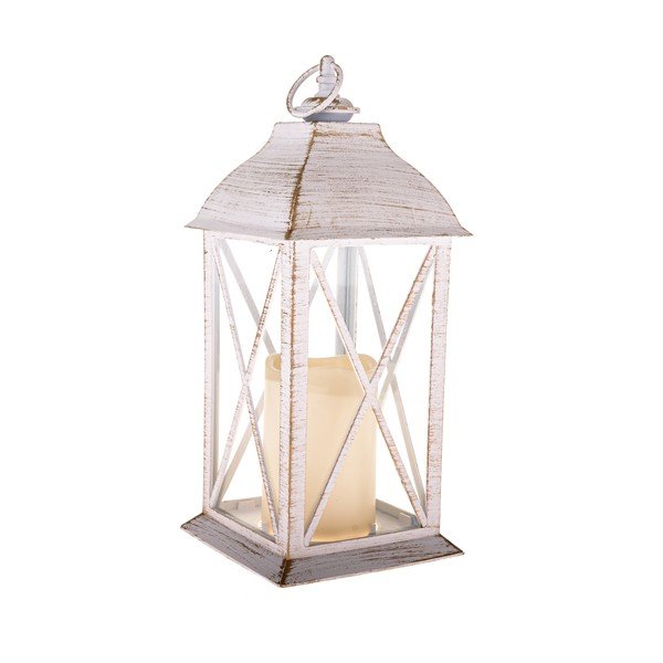 Balta LED laterna uz baterijām (augstums 30,5 cm) – Dakls