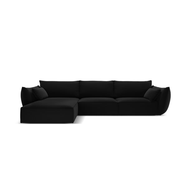 Melns samta stūra dīvāns (ar kreiso stūri/ar zvilni) Vanda – Mazzini Sofas