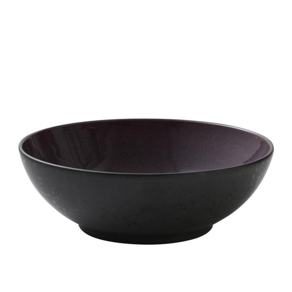 Melns keramikas salātu trauks ar violetu iekšējo glazūru Bitz Mensa, diametrs 30 cm