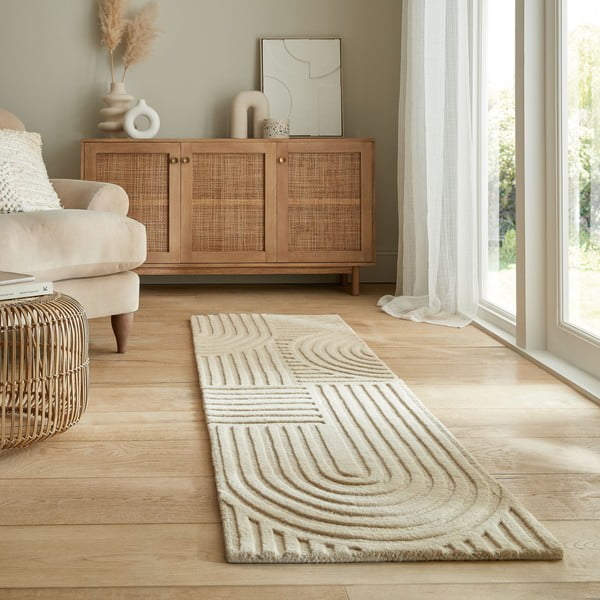 Bēšs vilnas paklājs 60x230 cm Zen Garden – Flair Rugs-image-1