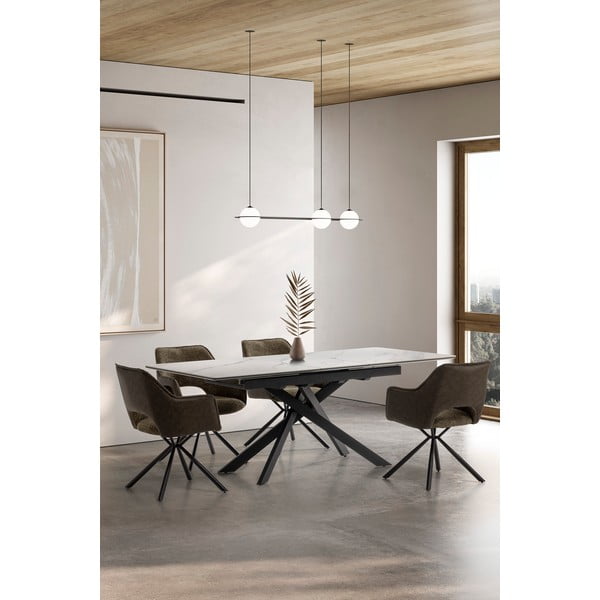 Zaļi polsterēti ēdamistabas krēsli ar roku balstiem (2 gab.) Mariel – Marckeric-image-1