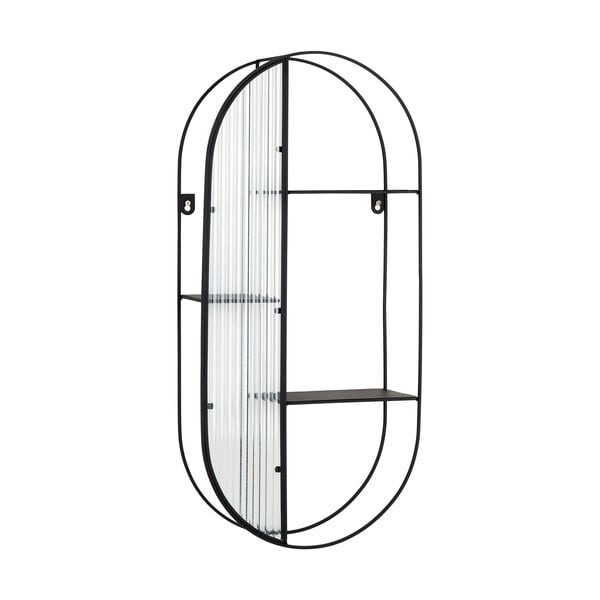 Melns daudzlīmeņu metāla sienas plaukts 32 cm Newcastle – House Nordic-image-2