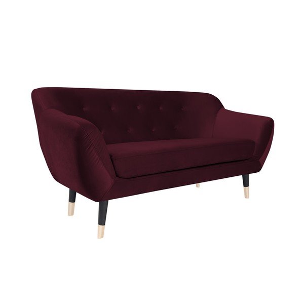 Vīna sarkans dīvāns ar melnām kājām Mazzini Sofas Amelie, 158 cm-image-2