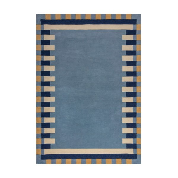 Zils ar rokām darināts vilnas paklājs 160x230 cm Kai Wool Border – Flair Rugs