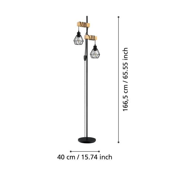 Melna/dabīga toņa stāvlampa (augstums 166,5 cm) TOWNSHEND 5 – EGLO-image-2