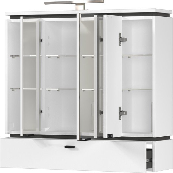 Balts vannas istabas skapītis ar spoguli un apgaismojumu 79x80 cm Modesto – Germania-image-2