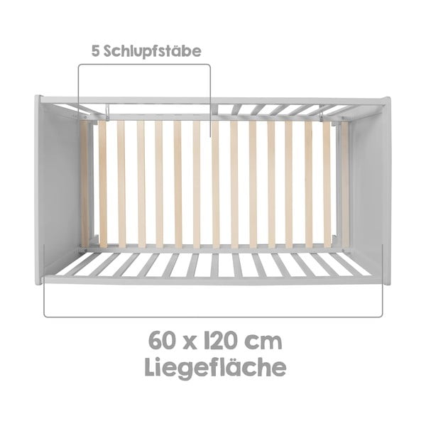 Gaiši pelēka bērnu gultiņa 60x120 cm – Roba-image-4