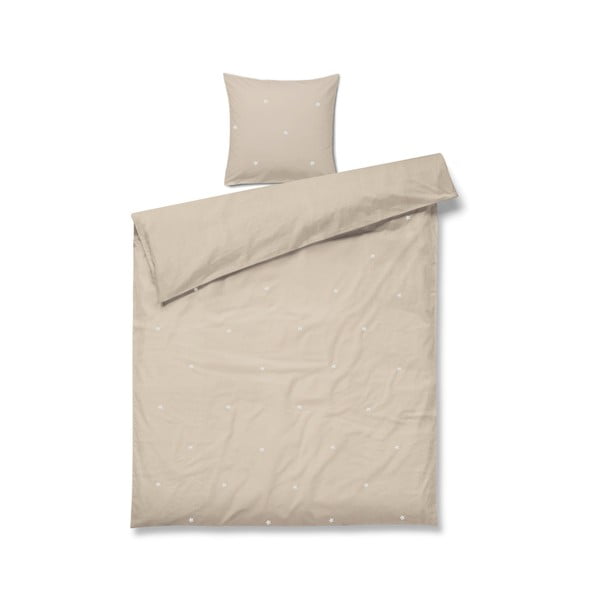 Bēša vienguļamā gultas veļa no kokvilnas perkala 140x200 cm Daisy – JUNA