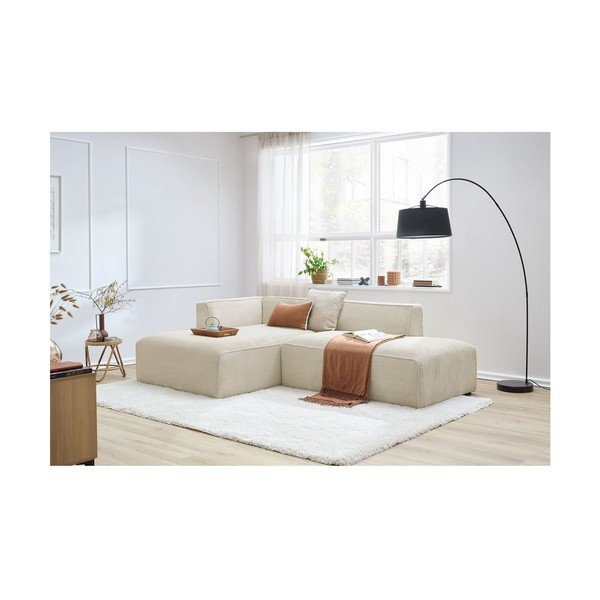 Bēšs velveta modulārais stūra dīvāns (ar kreiso stūri/L veida) Megeve – Bobochic Paris-image-1
