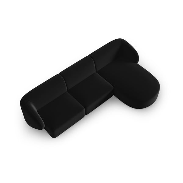 Melns samta stūra dīvāns (ar labo stūri/ar zvilni) Paolo – Milo Casa-image-2