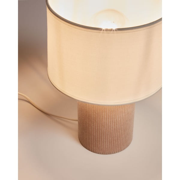 Balta/bēša galda lampa ar auduma abažūru (augstums 29 cm) Bianella – Kave Home-image-3