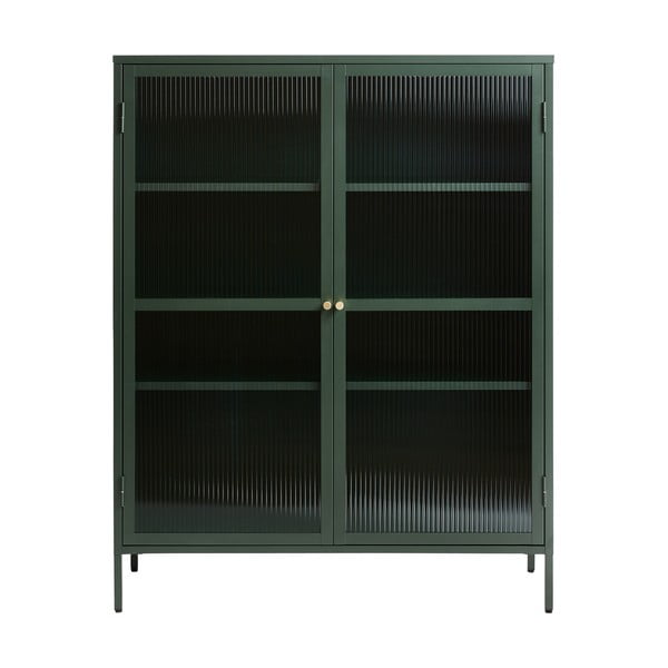 Zaļa metāla vitrīna Unique Furniture Bronco, augstums 140 cm