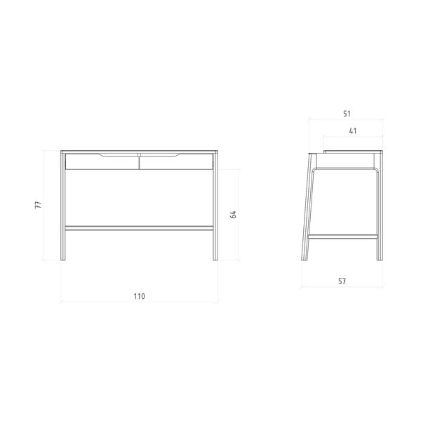 Ozola masīvkoka kosmētikas galdiņš 57x110 cm Twig – The Beds-image-4