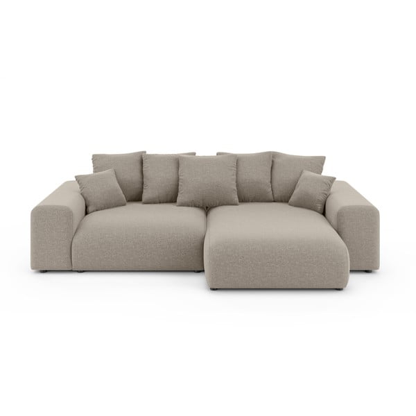 Bēšs salokāms stūra dīvāns ar uzglabāšanas vietu (ar maināmu stūri) Luma – Ropez