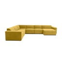 Dzeltens velveta U veida stūra moduļu dīvāns Scandic Sting, labais stūris