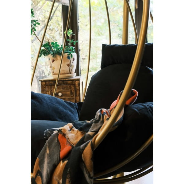 Melns/zelta krāsas dārza piekaramais krēsls Damla – Floriane Garden-image-1