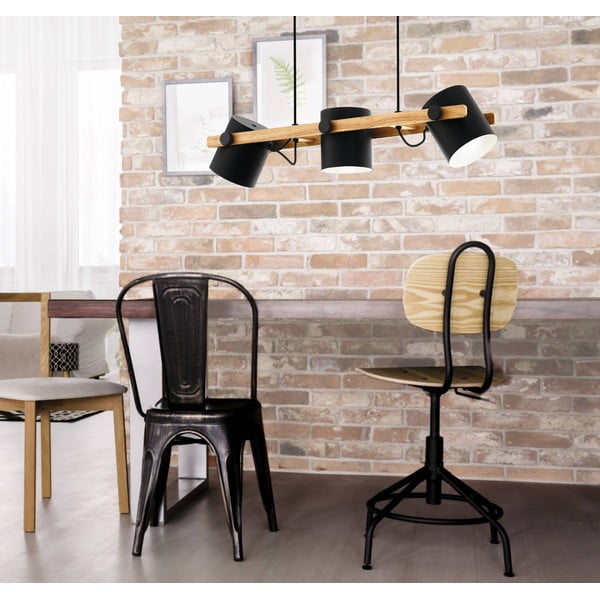 Melna/dabīga toņa piekaramā lampa ar metāla abažūru HORNWOOD – EGLO-image-2