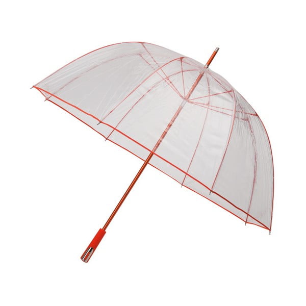 Caurspīdīgs golfa lietussargs ar sarkanām detaļām Ambiance Birdcage Ribs, ⌀ 111 cm