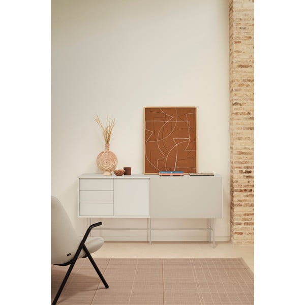 Bēša/krēmkrāsas zema kumode ar bīdāmām durvīm 180x91 cm Nube – Teulat-image-1