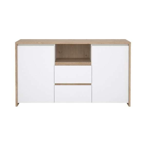 Balta/dabīga toņa kumode ar ozolkoka imitāciju 149x84x48 cm Next – Tvilum