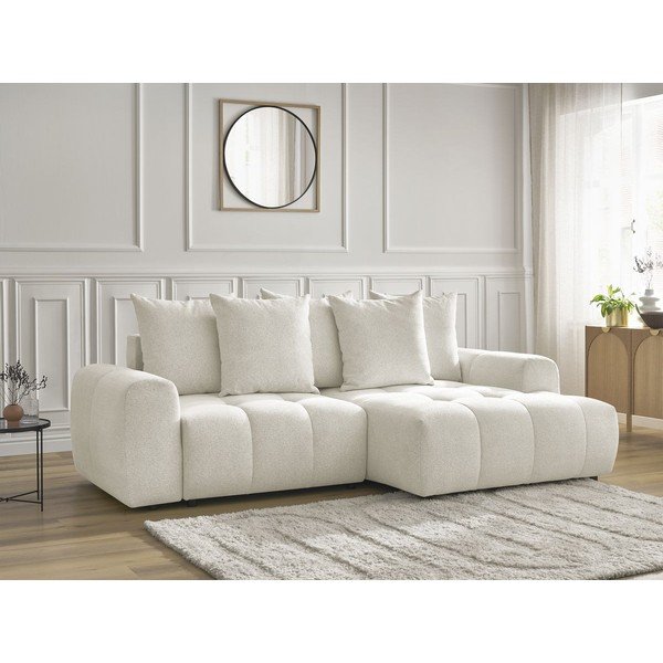 Balts salokāms stūra dīvāns no šenila auduma ar uzglabāšanas vietu  (ar labo stūri/ar zvilni) Roxelane – Bobochic Paris-image-3