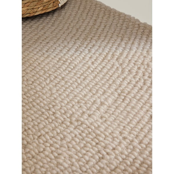 Gaiša dabīga toņa ar rokām darināts vilnas paklājs 160x230 cm Eleni Natural White – Hanse Home-image-4