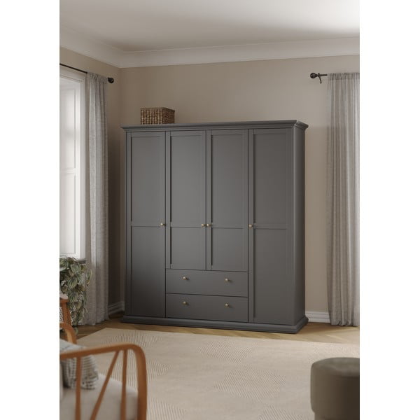 Pelēks drēbju skapis 181x201 cm Paris – Tvilum-image-1