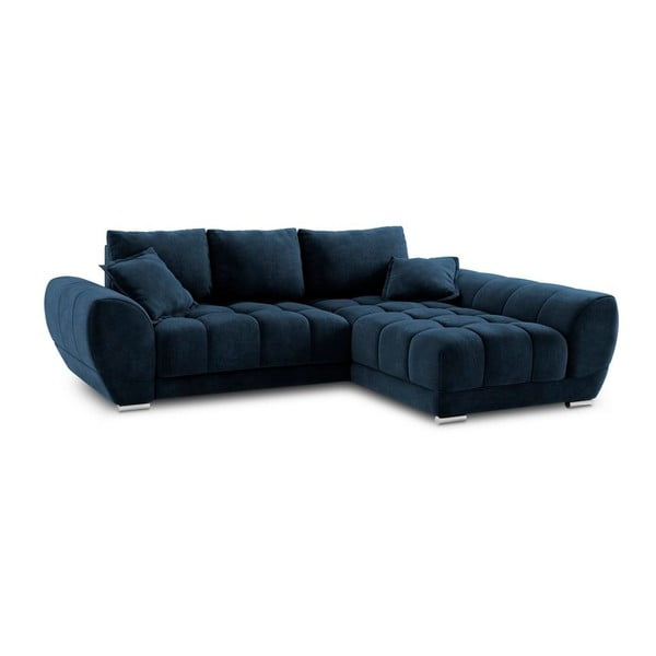 Karaliski zils samta stūra dīvāns Windsor & Co Sofas Nuage, labais stūris-image-2