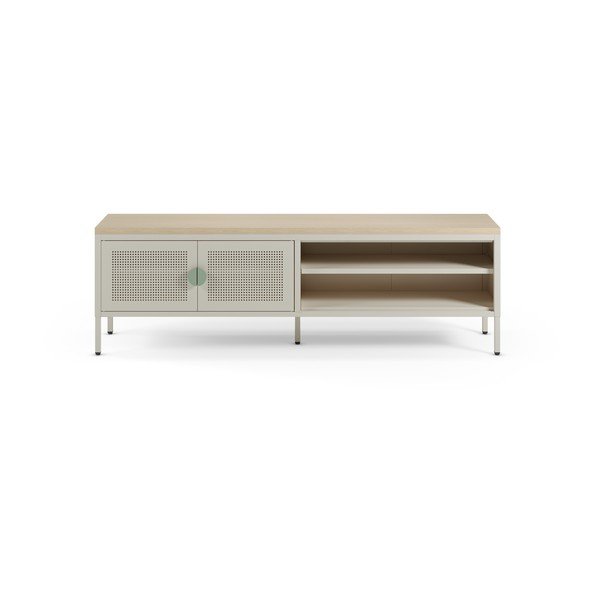 Krēmkrāsas/dabīga toņa metāla TV galdiņš 160x50x35 cm Sayla – Marckeric